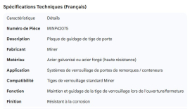 MINER DOOR ROD GUIDE PLATE