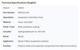 MANAC SUSPENSION CONTROL BOX COVER STEEL BLACK INCL 353-054