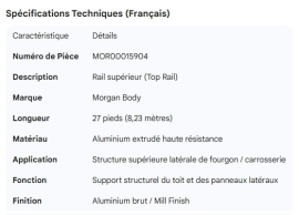 MORGAN TOP RAIL 27FT