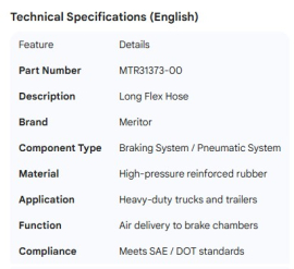 MERITOR LONG FLEX HOSE