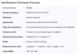 MERITOR PIVOT BOLT KIT RHP-11