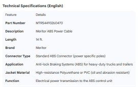 MERITOR ABS POWER CABLE (14 FT.)