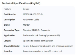 MERITOR ABS POWER CABLE