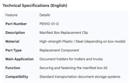 MANIFEST BOX REPLACEMENT CLIP
