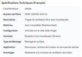 PENZ VENT DOOR SS WITH SCREEN SIDE HINGE