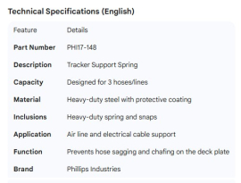 PHILLIPS TRACKER SUPPORT SPRING 3 HOSES