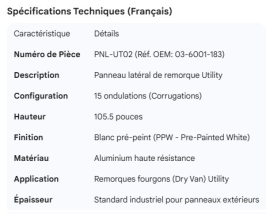 UTILITY SIDE PANEL 15 CORR 105.5" PPW 03-6001-183