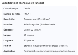 FRONT PANEL STAINLESS STEELS 22GA X 48" X 112"