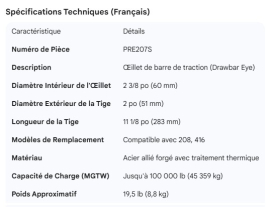 PREMIER DRAWBAR EYE 2-3/8"ID SHAFT 2"OD X 11-1/8"L (208,416)
