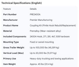 PREMIER COUPLING KIT PREMALLOY, 2400A (271,281,467,508 INCL)
