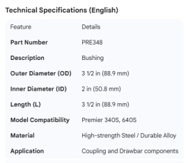PREMIER BUSHING 3-1/2"OD X 3-1/2"L X 2"ID (340S, 640S)