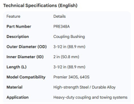 PREMIER BUSHING 3-1/2"OD X 3-1/2" L X 2" ID (340S, 640S)