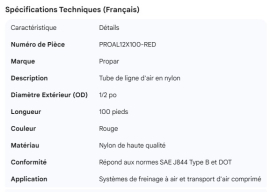 PROPAR NYLON AIR LINE TUBING RED 1/2"