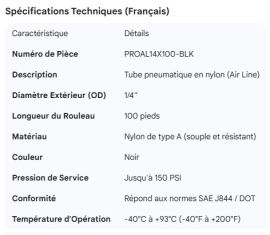 PROPAR NYLON AIR LINE TUBING BLACK 1/4"