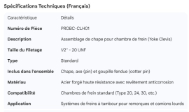 PROPAR BRAKE CHAMBER YOKE CLEVIS ASSEMBLY STANDARD 1/2"