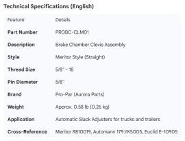 PROPAR SLACK ADJUSTER YOKE ASSY MERITOR STYLE