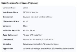 PROPAR AIR BRAKE HOSE 3/8" X 30" - 3/8 X 3/8 CONNECTORS