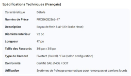 PROPAR AIR BRAKE HOSE 1/2" X 47" - 3/8 X 3/8 CONNECTORS