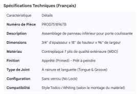 PROPAR ROLL-UP DOOR PANEL ASSY 3/4 18 X 96, NO LOCK PRIMED