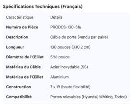 PROPAR DOOR CABLE 130"