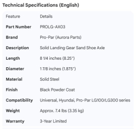 PROPAR SOLID SAND SHOE AXLE