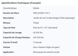 PROPAR LANDING GEAR GEAR SIDE LEG