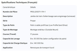 PROPAR NON-GEAR LEG 17" LP SAND SHOE OUTSIDE MOUNT