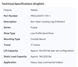 PROPAR NON-GEAR LEG 17" LP SAND SHOE OUTSIDE MOUNT