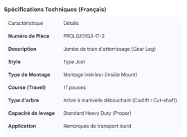 PROPAR GEAR LEG 17" JOST STYLE INSIDE MNT CUSHFT
