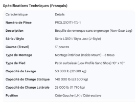 PROPAR NON-GEAR LEG 17" JOST STYLE INSIDE MNT LO PRO