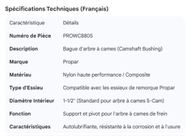 PROPAR CAMSHAFT BUSHING