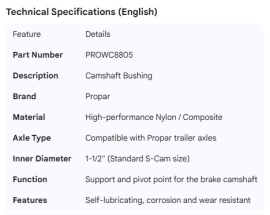 PROPAR CAMSHAFT BUSHING