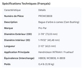 PROPAR CAMSHAFT BUSHING INTRAAX