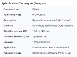 PROPAR CAMSHAFT BUSHING FRUEHAUF STYLE