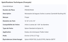PROPAR CAMSHAFT BUSHING KIT