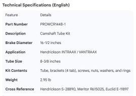 PROPAR CAMSHAFT TUBE KIT S-28890