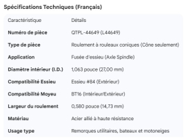 AXLE SPINDLE BEARING 1.063" I.D. #84 OUTER, BT16 INNER/OUTER