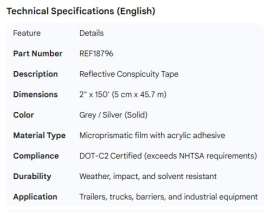 REFLECTIVE TAPE 2" X 150' GREY