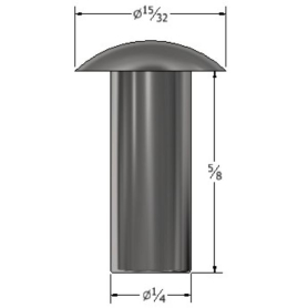 SOLID RIVET 1/4" X 5/8" MODIFIED BRAZIER HEAD (253)