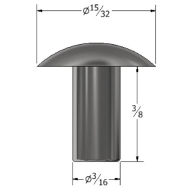 SOLID RIVET 3/16" X 3/8" BRAZIER HEAD (523)