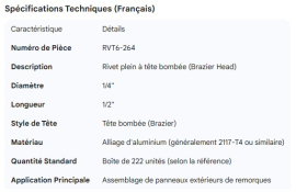 SOLID RIVET 1/4" X 1/2" BRAZIER HEAD (222)