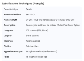 STOUGHTON OUTER POST COVER SPLICE 109" 01-21117-006-00