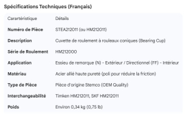 STEMCO SPINDLE BEARING CUP
