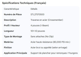 CROSSMEMBER STEEL 4" X 101-1/2" NO CLIP