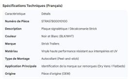 STRICK DECAL NAMEPLATE BLK/WHT