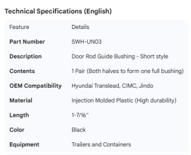HYUNDAI DOOR ROD GUIDE BUSHING SHORT CIMC (1 PAIR)