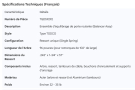 TRANSGLOBAL ROLL-UP DOOR BALANCER ASSY TODCO STYLE FOR 102"