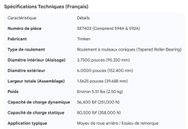 TIMKEN BEARING SET 592A/594A