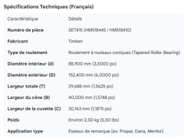 TIMKEN BEARING SET HM518410/HM518445