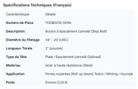 TODCO ROLL-UP DOOR BOLT STEP BOLT SPLINED 1/4" X 3"
